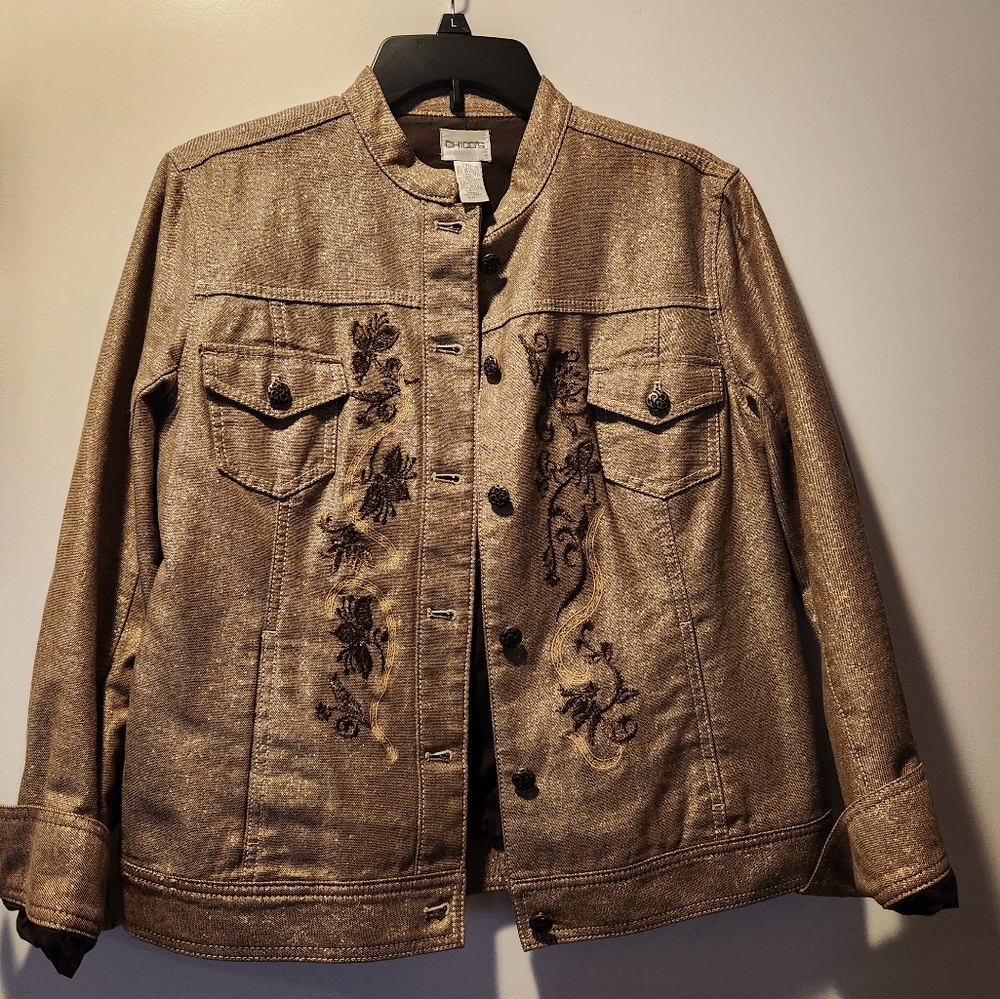 Chico's jacket in brown with shimmer. Size 1